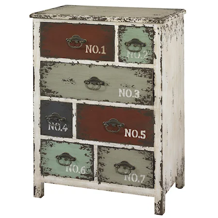 7 Drawer Distressed White Chest